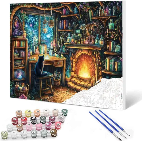 Miniatura 31 de Tucocoo Bumbers - Pintura de paisaje de puerta para adultos, paisaje de lago, pintura por números, pintura acrílica, lienzo junto al lago, plantas