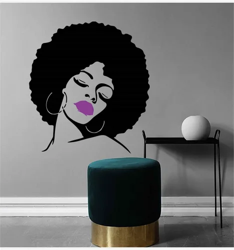 Miniatura 5 de Melissalove - Calcomanías de pared de vinilo para pared, diseño de dama negra, calcomanía de pared grande, para peluquería, spa, bricolaje, papel