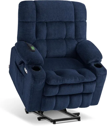 Miniatura 16 de MCombo 7893 - Silla reclinable pequeña de doble motor para ancianos pequeños, silla elevadora de gravedad cero con calor y masaje, posición Beige