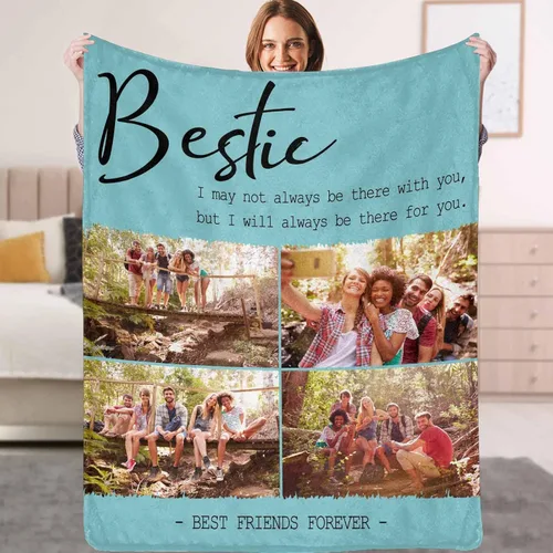 Miniatura 15 de YESCUSTOM Manta personalizada de Friends Forever con collage de fotos y texto, manta personalizada para mejores amigos, mejores amigos, cumpleaños