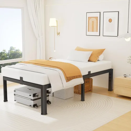Miniatura 2 de Superay Marco de Cama de Plataforma de Metal Tamaño Twin de 16 Pulgadas con Esquinas Redondas, Espacio de Almacenamiento Debajo del Marco de Cama