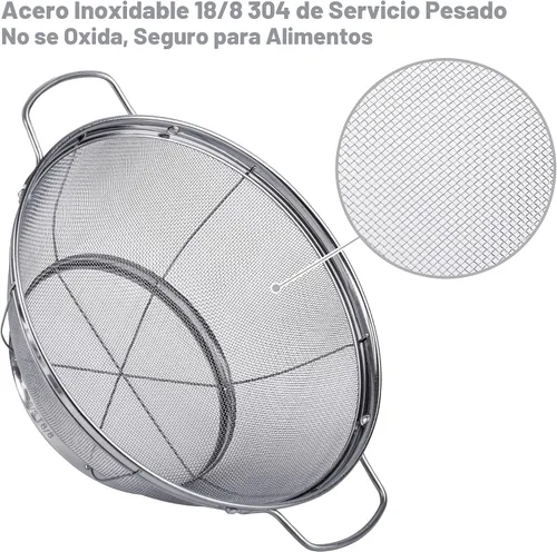 Miniatura 2 de Paquete de 3 coladores tamices de acero inoxidable 18/8 (5 cuartos de galón, 4 cuartos de galón y 3 cuartos de galón), cestas de malla coladora