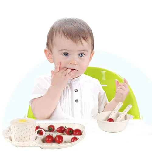 Miniatura 7 de shopwithgreen - Juego de 7 piezas de bambú para niños - Vajilla para niños - Plato, cuenco, taza, cuchara y tenedor; vajilla de dibujos animados