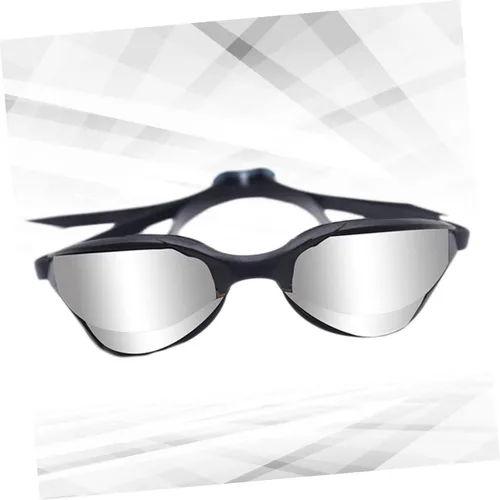 Miniatura 4 de VALICLUD Gafas de natación profesionales, marco negro con revestimiento de espejo plateado, gafas de natación impermeables antivaho para adultos