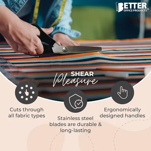 Miniatura 3 de Better Office Products Tijeras profesionales para pintar, tijeras de tela de acero inoxidable de 9 pulgadas, tijeras de costura, tijeras de corte