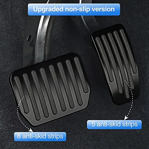 Miniatura 2 de Juego de Almohadillas de Pedal para Tesla Model 3 Model Y 2022-2025, Accesorios de Coche de Aluminio+Goma Antideslizante, Cubiertas de Pedal de Negro