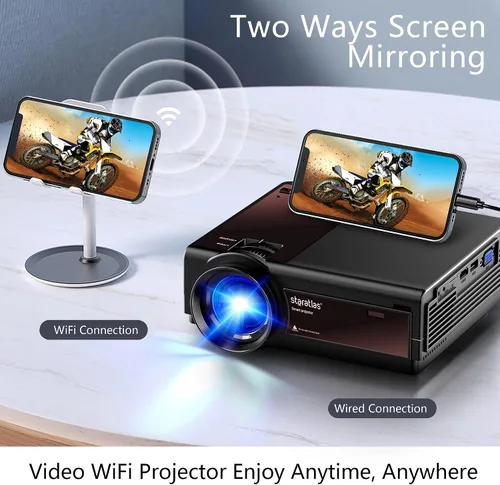 Miniatura 6 de Mini proyector, proyector Bluetooth WiFi 5G, staratlas 12000L Native 1920* 1080 P, proyector de video al aire libre, cine en casa compatible