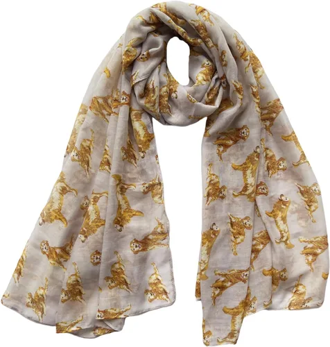 Miniatura 2 de Lina & Lily Bufanda ligera con estampado de perro Golden Retriever para mujer