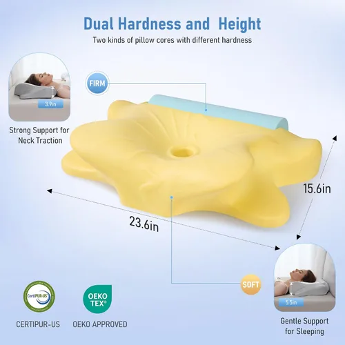 Miniatura 4 de Almohada cervical para aliviar el dolor de cuello, almohada de espuma viscoelástica de contorno con funda de almohada transpirable y refrescante
