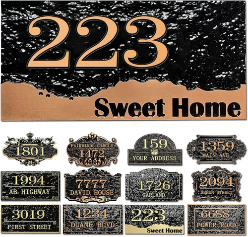 Miniatura 31 de Placa personalizada de dirección de casa, letrero de dirección de nombre de calle personalizado para números de casa, placa para buzón de garaje