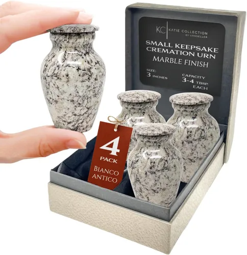 Miniatura 13 de Urna pequeña de recuerdo para cenizas humanas de 3 pulgadas, elegante acabado de mármol, mini urna de cremación para compartir, conmemorativa