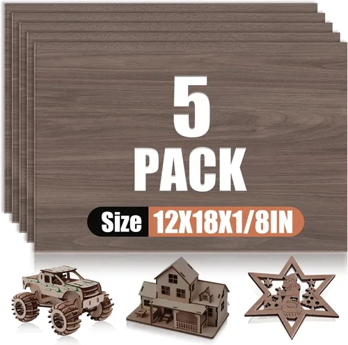 Miniatura 11 de Paquete de 20 hojas de tilo de 16 x 16 x 1/8 pulgadas, madera de tilo de 0.118 in para corte y grabado láser, tablero fino de madera contrachapada