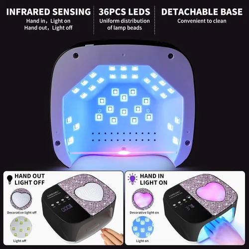 Miniatura 2 de Kit de lámpara de uñas UV LED LimeGirl para esmalte en gel profesional de curado rápido Luz secadora negra con 4 configuraciones de temporizador