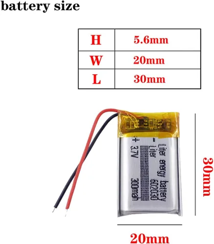 Liter energy battery batería recargable 602030 del polímero de iones de litio de la batería 300mAh 3.7V Lipo con dos alambre
