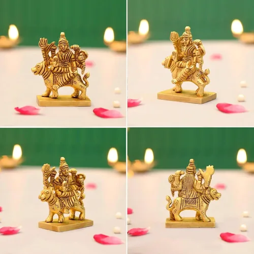 Miniatura 2 de LOVENSPIRE Estatua de diosa Lakshmi de latón macizo para Pooja (3.5 pulgadas) – Ídolo de la deidad espiritual india para decoración de mandir