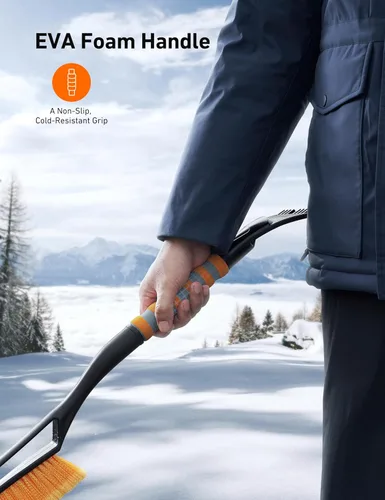 Miniatura 5 de AstroAI Paquete de 2 cepillos de nieve de 27 pulgadas y raspadores de hielo para parabrisas de automóvil, raspadores de nieve desmontables