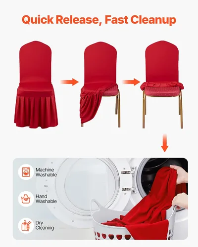 Miniatura 109 de VEVOR 150 fundas blancas para sillas de poliéster y elastano, fundas elásticas para bodas, fiestas, comedor, banquetes, sin pinzas, 150