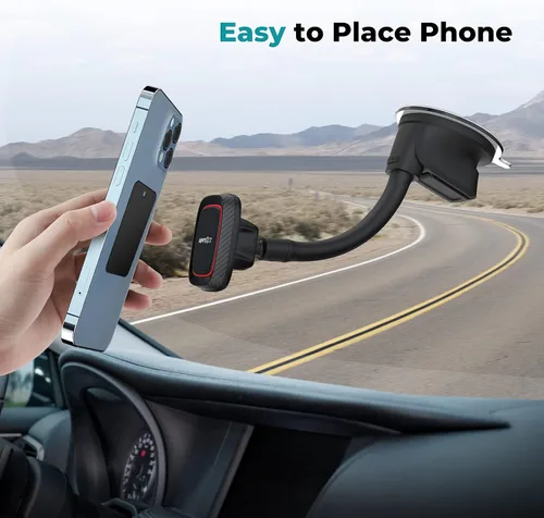 Miniatura 3 de APPS2Car Soporte magnético para teléfono de coche, soporte para salpicadero y parabrisas con brazo flexible y imanes fuertes incorporados, soporte