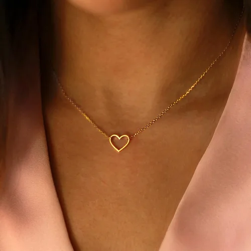 Miniatura 3 de Collner Collar con colgante de corazón de oro de 14 quilates para mujer, delicado collar de estrella, gargantilla de mal de ojo, collar bohemio