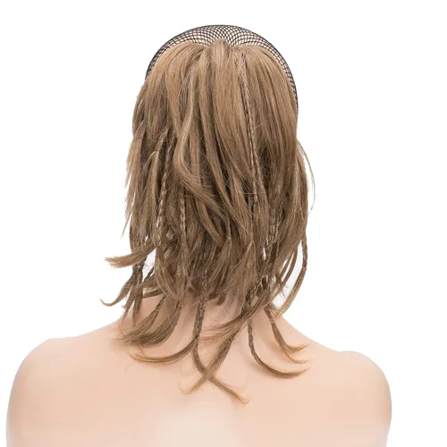 Miniatura 2 de IMISSU Extensiones de cabello hechas a mano con clip de cola de caballo trenzada, extensiones de cabello de cola de caballo (cobre ceniza)