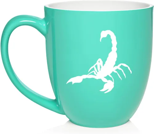 Miniatura 9 de Daylor Taza de café de cerámica Scorpion, regalo para ella, él, amigo, compañero de trabajo, esposa, esposo (11 onzas, azul)