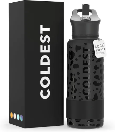 Miniatura 36 de Coldest - Botella para agua con tapa que incluye pajilla, térmica y metálica (acero inoxidable), para hombres y mujeres, color morado