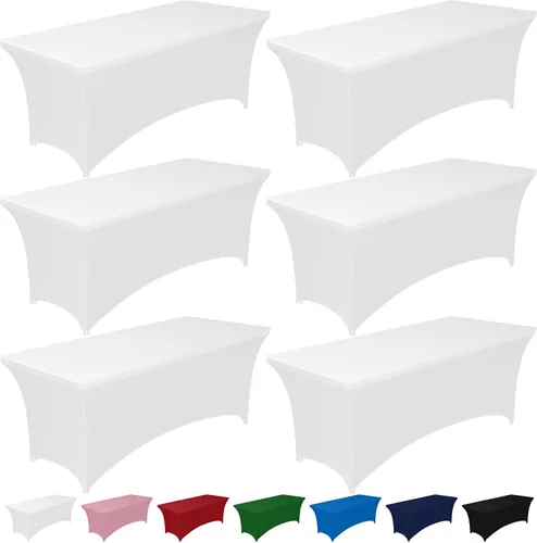 Miniatura 14 de Pureegg - Juego de 2 manteles de elastano ajustables de 1,2 m para mesas rectangulares, mantel elástico y sin arrugas para mesa de masajes, fiestas