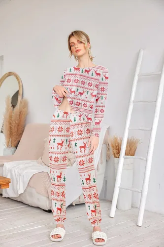 Miniatura 252 de Ekouaer Conjunto de pijama de manga larga para mujer, ropa de dormir suave con cuello redondo y bolsillos