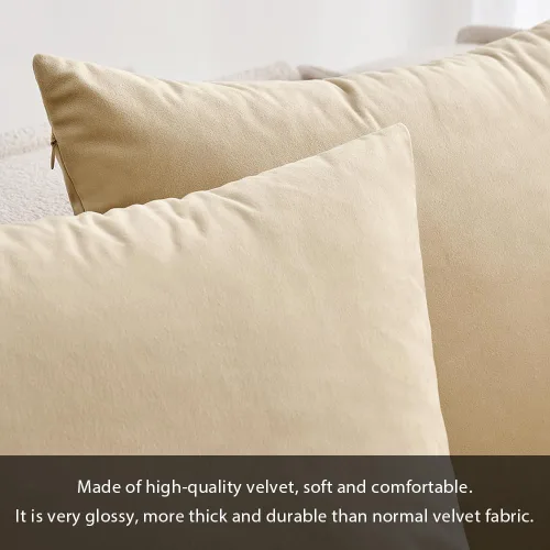Miniatura 2 de MIULEE Funda de Almohada de Terciopelo Suave de Lujo Decorativa Funda de Cojín Decorativo Rectangular Individual para Sofá, Sillón, Dormitorio, Beige