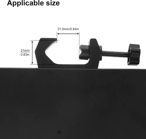 Miniatura 2 de RTNLIT Bandeja de Soporte para Micrófono, Portabandeja de Rack Firme con Abrazadera con Capacidad de Peso de 4.5 Libras, Estante Ajustable