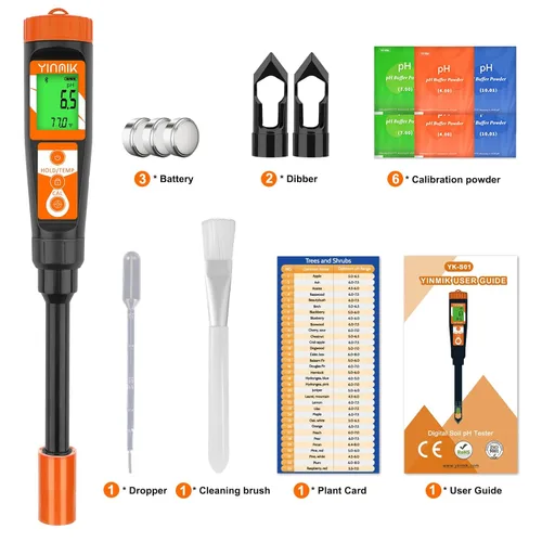 Miniatura 6 de Medidor digital de pH para suelo, probador de pH del suelo para plantas en maceta, lector de pH profesional para suelo y agua, kit electrónico