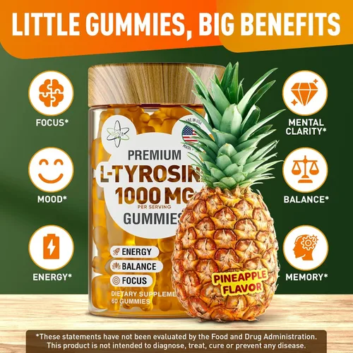 Miniatura 4 de BioVit L - Gomitas de tirosina – Suplemento de aminoácido L tirosina activado – Suplemento de enfoque natural, estado de ánimo y energía para niños