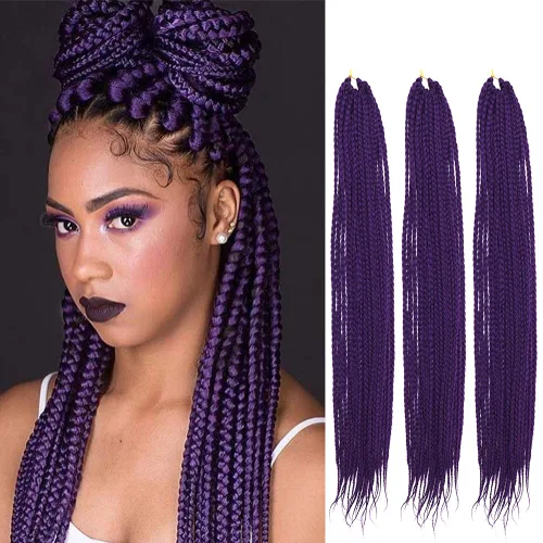 Miniatura 32 de Extensiones de cabello trenzado tipo box de 24 pulgadas, hechas a mano, para mujeres y niñas, extensiones de cabello trenzado, 24#, 3 paquetes, 22