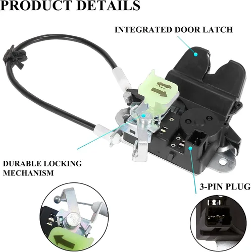 Miniatura 5 de Actuador de pestillo de maletero trasero Compatible para Hyundai Sonata 2009 a 2015 Reemplaza pestillo de puerta de escotilla trasera 81230-3Q000