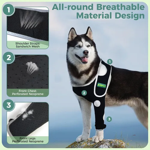 Miniatura 2 de Protector de codo para perro, soporta articulaciones de codo y hombro, ayuda a aliviar el higroma, artritis, displasia, callos y úlceras por