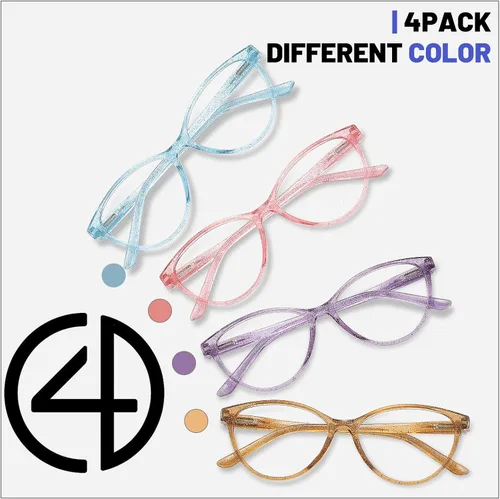 Miniatura 5 de Przene Paquete de 4 lentes de lectura con bloqueo de luz azul, lectores para mujeres y hombres con bisagra de resorte