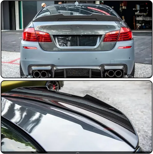 Miniatura 2 de Alerón de maletero de fibra de carbono real compatible con BMW 5 Series F10 y M5 F10 2010-2016, ala de alerón de alta patada para puerta trasera