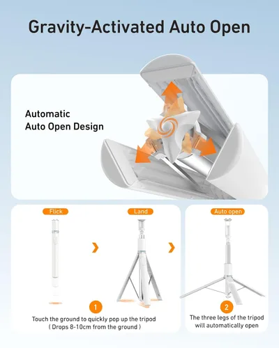 Miniatura 2 de Trípode automático para iPhone, TELESIN Trípodes de teléfono de apertura automática con control remoto para TikTok Scrolling & Zoom, palo selfie