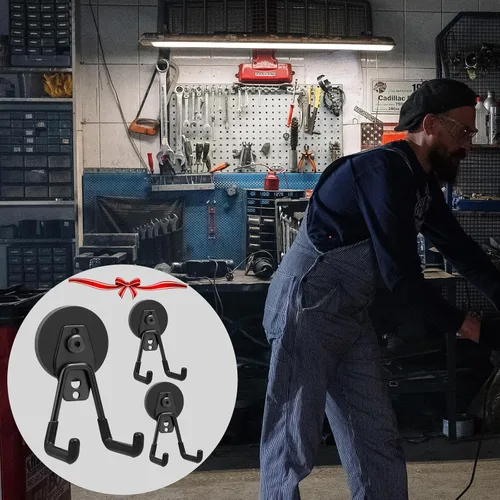Miniatura 9 de Homde Gancho magnético resistente, paquete de 3 soportes magnéticos fuertes para taller de garaje, colgador grande de utilidad industrial