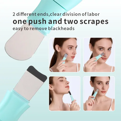 Miniatura 5 de Herramienta para Eliminar Puntos Negros, Espátula Facial de Silicona, Rascador Nasal 2 en 1 para Limpieza Profunda, Espátula Facial para Eliminar