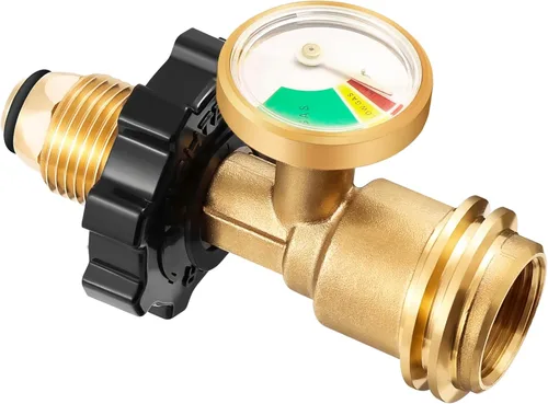 POL - Adaptador de tanque de propano, calibre de tanque de propano antiguo a nuevo tipo de conexión, medidor de gas propano para tanque de propano