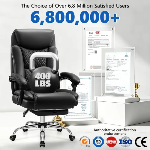 Miniatura 7 de Silla de oficina ejecutiva reclinable de 400 libras con reposapiés, silla de oficina ergonómica grande y alta, sillas de escritorio para oficina