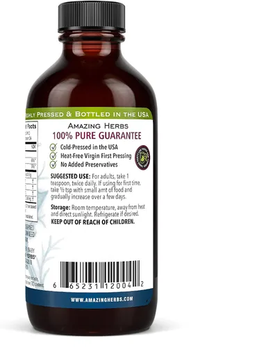 Miniatura 2 de Amazing Herbs Aceite de semilla negra de alta calidad, sin gluten, sin OMG, prensado en frío, Nigella sativa ayuda a la salud digestiva, apoyo