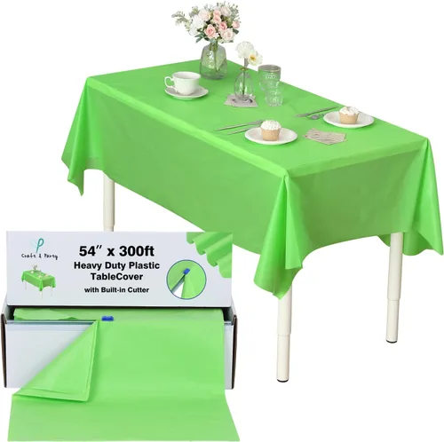 Miniatura 216 de Rollo de plástico para cubierta de mesa color verde manzana, 40 pulgadas x 100 pies, rollo de plástico resistente para cubierta de mesa de banquetes
