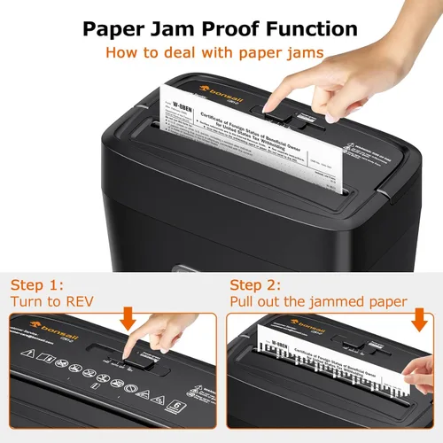 Miniatura 6 de Bonsaii trituradora de papel microcortada de 6 hojas de alta seguridad, trituradora de tarjetas de crédito/correo/grapas/clips para uso doméstico