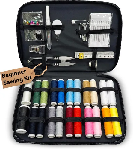 Miniatura 10 de Kit de costura para adultos con suministros y accesorios de costura, kit de costura a mano básico para pequeñas reparaciones, kit de costura