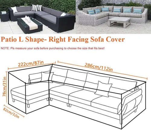 Miniatura 2 de Funda de sofá seccional para muebles de patio, resistente a la intemperie, resistente a la intemperie, 420D, Oxford, para exteriores, en forma de L