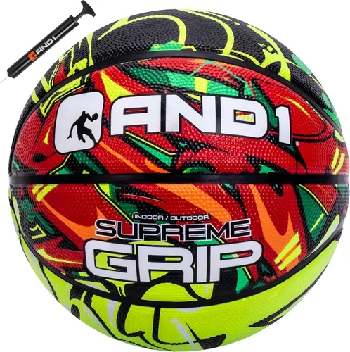 Miniatura 11 de AND1 Supreme Grip - Pelota de baloncesto de goma de tamaño 7 (29.5 pulgadas) con construcción de canal profundo, pelota oficial de Streetball, hecha