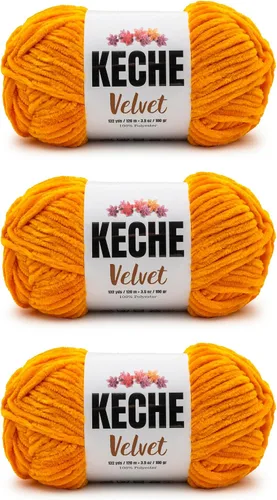 Miniatura 158 de Keche Hilo de terciopelo para ganchillo, manta de felpilla suave, voluminosa, hilo amigurumi, 3.53 oz (132 yardas), color azul bebé