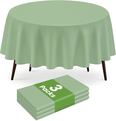 Miniatura 36 de Paquete de 2 manteles redondos desechables color azul oscuro, manteles de plástico para fiestas, 84 x 84 pulgadas, impermeable, para campamento